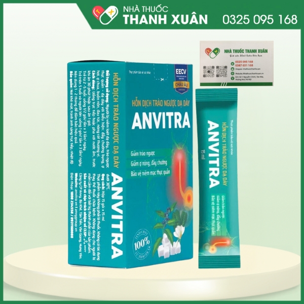 Hỗn dịch trào ngược dạ dày Anvitra - Hỗ trợ giảm acid dịch vị, giúp bảo vệ niêm mạc dạ dày